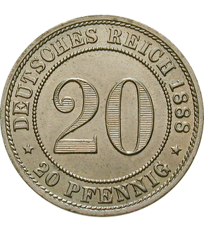 Deutsches Kaiserreich 20 Pfennig 1887-1888