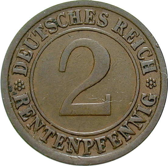 Weimarer Republik 2 Rentenpfennig 1923-1924