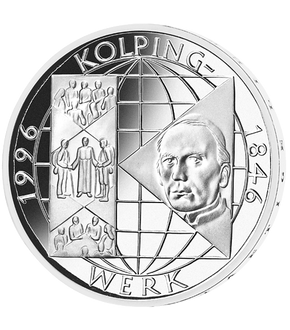 Die offizielle 10-DM-Silber-Gedenkmünze - "150 Jahre Kolpingwerk"