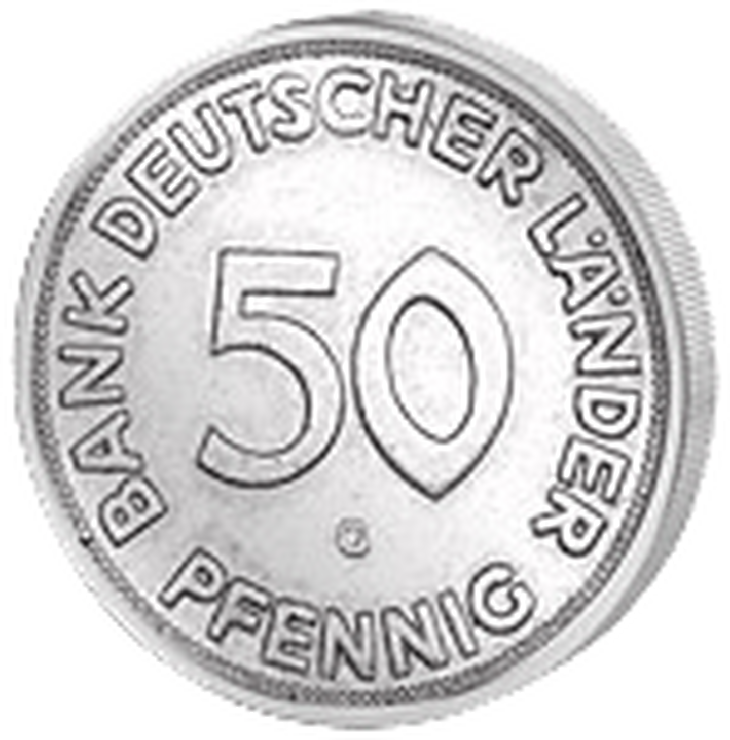 50-Pfennig-Münze Fehlprägung Vorderseite Bank Deutscher Länder
