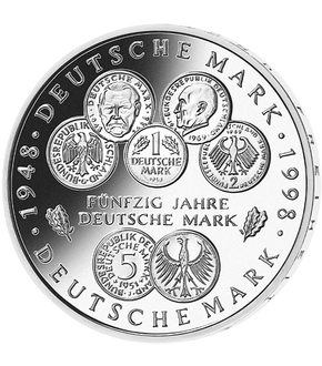 Die offizielle 10 DM Silbermünze - "50 Jahre Deutsche Mark"