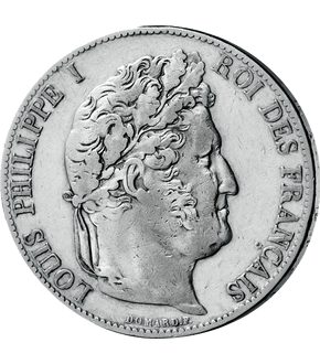 Monnaie de 5 Francs en argent massif «Louis-Philippe tête laurée»