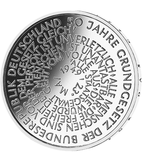 Die offizielle 10 DM Silbermünze – "50 Jahre Grundgesetz"