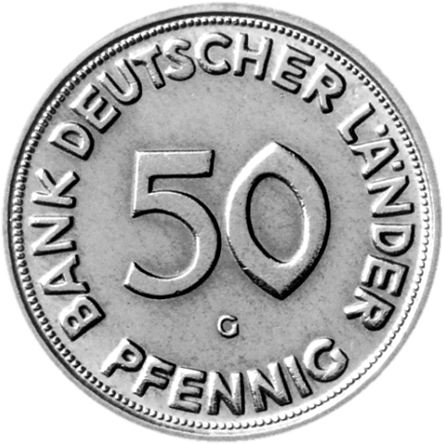 Fehlprägung einer 50-Pfennig-Münze