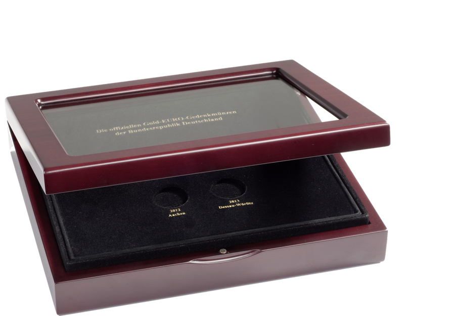 Münzkassette mit Glasdeckel für 100 Euro Goldmünzen