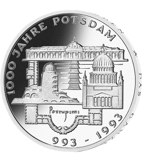 Die offizielle 10-DM-Silber-Gedenkmünze - "1000 Jahre Potsdam"