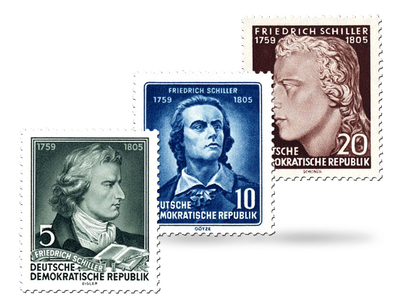 Briefmarken zum 150. Todestag von Friedrich Schiller