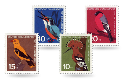 Jugendbriefmarken Jahrgang 1963 - Einheimische Vögel
