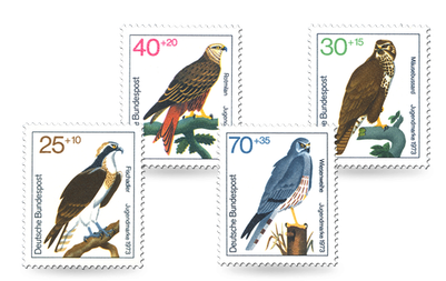 Jugendbriefmarken Jahrgang 1973 - Greifvögel