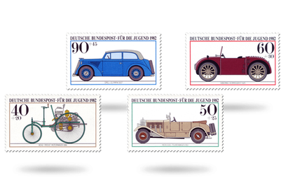 Jugendbriefmarken Jahrgang 1982 - Historische Kraftfahrzeuge