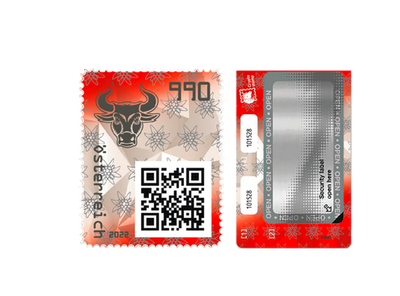 Crypto Stamp 4.0 aus Österreich mit Bullenmotiv