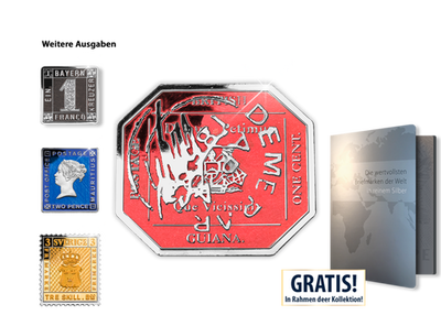 Briefmarken-Legenden in farbveredeltem Feinsilber