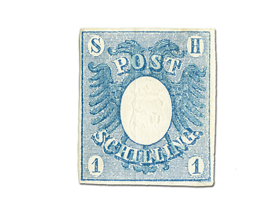 Erste Briefmarke Schleswig-Holsteins 1850 