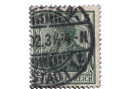 Spitzen-Farbe der 5-Pfennig-Germania von 1902, gestempelt
