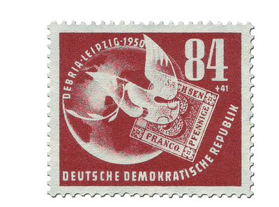 Briefmarke zur Deutschen Briefmarkenausstellung DEBRIA 1950