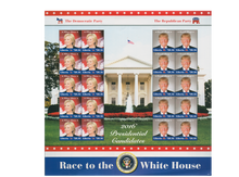 20er-Briefmarkenblock Hillary Clinton und Donald Trump