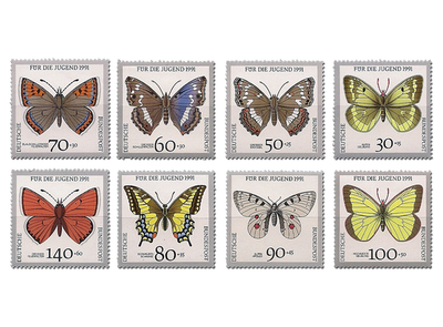 Jugendbriefmarken Jahrgang 1991 - Gefährdete Schmetterlinge