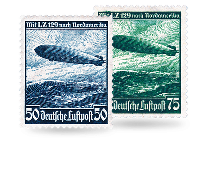 Briefmarken Fahrt des Luftschiffes L. Z. 129 nach Nordamerika