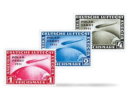 Briefmarken-3er-Set Polarfahrt des Luftschiffes L.Z. 127 Graf Zeppelin