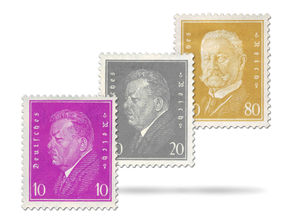 Briefmarken Weimarer Republik - Ergänzungswerte Reichspräsidenten
