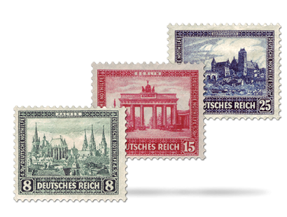 Der Briefmarkensatz "Deutsche Nothilfe: Bauwerke (I)"
