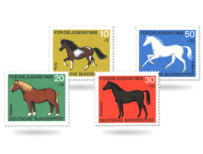 Jugendbriefmarken Jahrgang 1969 - Pferde