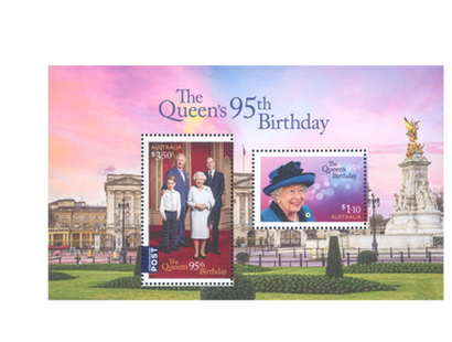 Briefmarkenblock aus Australien gratuliert der Queen zum 95. Geburtstag