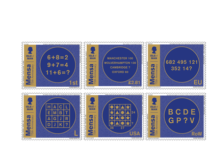 Briefmarken der Insel Man feiern 75 Jahre Hochbegabten-Club Mensa