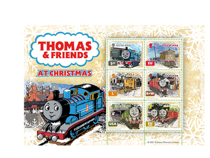 Thomas und seine Freunde auf Briefmarkenblock der Insel Man