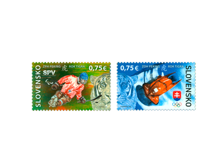 Olympische Winterspiele 2022: zwei postfrische slowakische Briefmarken