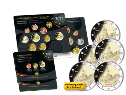 Der Kursmünzensatz 2022 – alle fünf Prägestätten