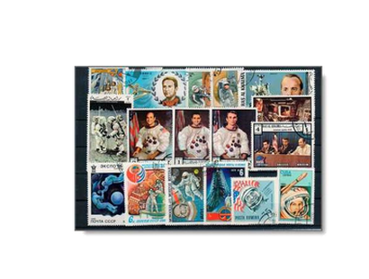 100 Briefmarken aus der Welt der Astronauten