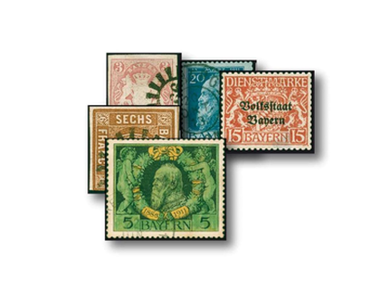 100 verschiedene Briefmarken aus dem Sammelgebiet Bayern