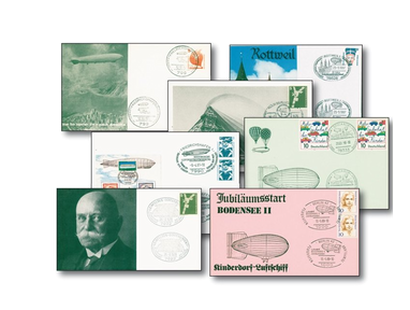 20 verschiedene Zeppelin-Belege mit Briefmarken aus der Bundesrepublik und Berlin