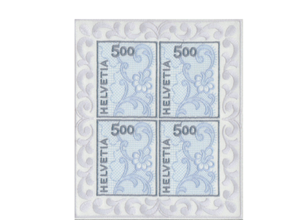 Schweizer Briefmarken-Blockbogen "Stickerei"