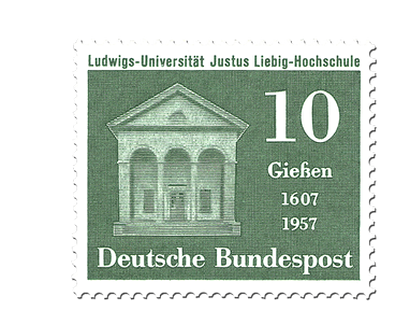 Briefmarke 350 Jahre Ludwigs-Universität bzw. Justus von Liebig-Hochschule