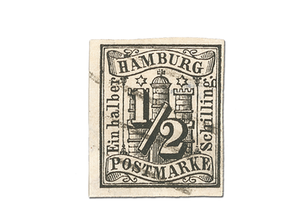 Erste Briefmarke Hamburgs 1859