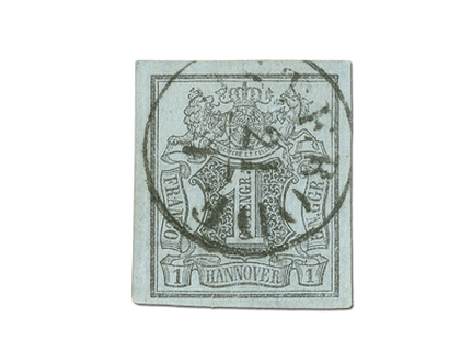 Erste Briefmarke Hannovers 1850  "1 Gute Groschen"