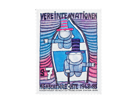 Hundertwasser Silberbriefmarke "Recht auf Träume"