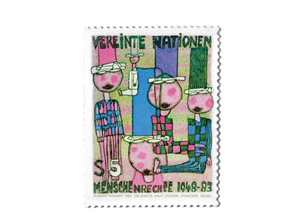 Silberbriefmarke "Die zweite Haut" Vereinte Nationen Wien 1983