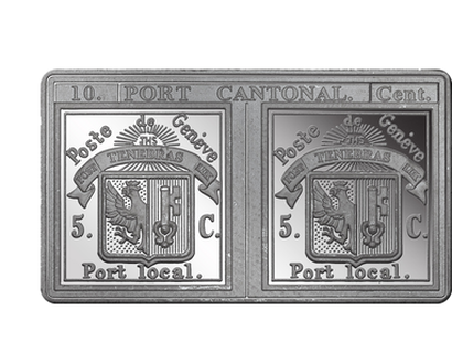 Silberbriefmarke "Schweizer Doppelgenf" 1843