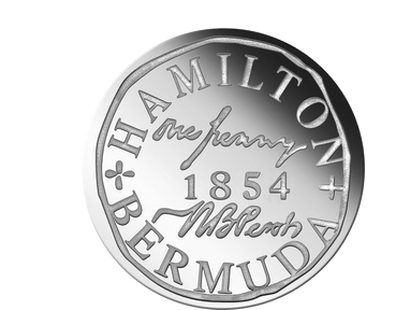 Silberbriefmarke  "Bermuda One Penny" 1854