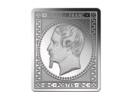 Silberbriefmarke "Louis Napoléon" 1852