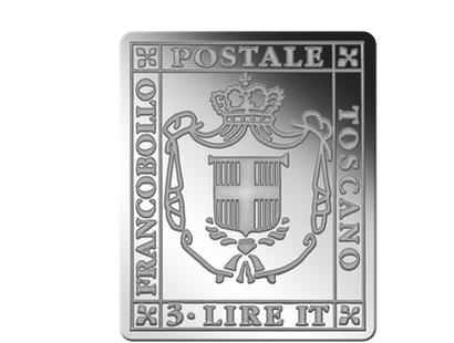 Silberbriefmarke "Italien Toscana 3 Lire" 1860 