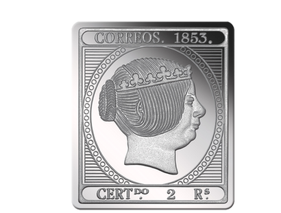 Silberbriefmarke "Spanien Königin Isabella" 1853