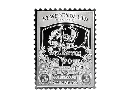 Silberbriefmarke "Neufundland Trans-Atlantic Air Post " 1919