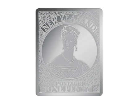 Silberbriefmarke "Neuseeland 1 Penny" 1855