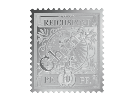 Silberbriefmarke "Kiautschou 5 auf 10 Pfennig" 1900