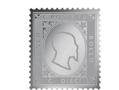 Silberbriefmarke "Italien König Viktor Emanuel II. 10 Centesimi" 1862