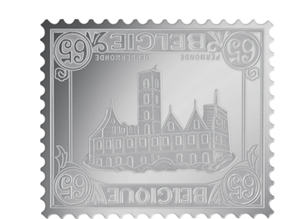 Silberbriefmarke "Belgien - Kopfstehende Dendermonde" 1920
